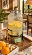 5.5L Glass Juice Dispenser with Metal Stand - 1
