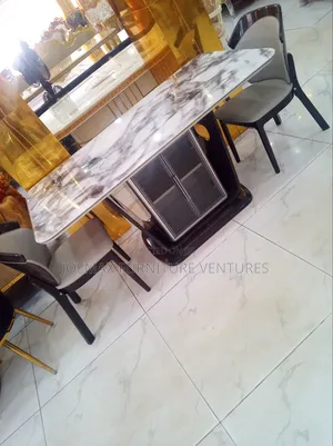 Adorable Turkish Dining Table with Marble Top & Wooden Chairs