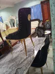 8-Seater Marble Dining Table Set with Fabric Chairs - 2