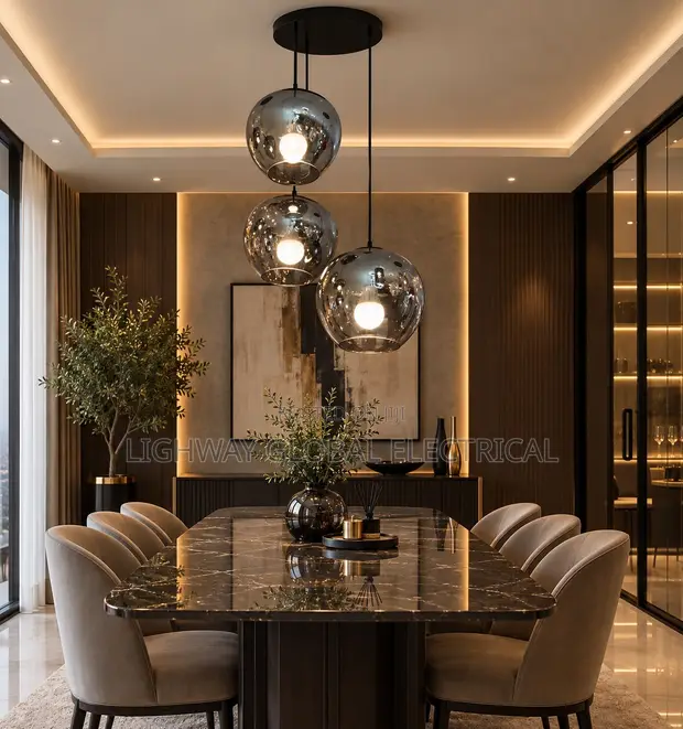 Three-in-One Smoky Shiny Glass Pendant Light - 1