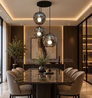 Three-in-One Smoky Shiny Glass Pendant Light