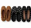 Ladies Studded Ballet Flats - Black - 3
