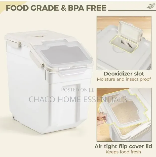 Akpa Nnukwu Nchekwa Nri na Mkpuchi Flip Airtight - 10kg, 15kg, 25kg - 1