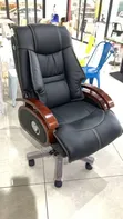Executive Leather Boss Chair with Wooden Accents - 2