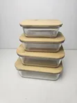 4-Piece Glass Food Storage Containers with Bamboo Lids - 1