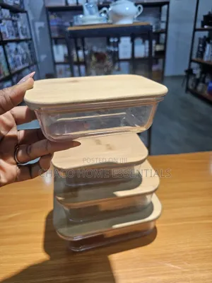 4-Piece Glass Food Storage Containers with Bamboo Lids
