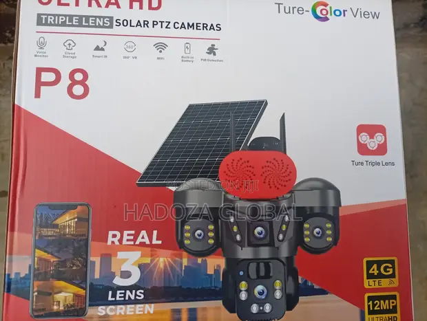 Ultra HD Kamara Tsaro Mai Gilashin Gani Uku Tare Da Cajin Rana - 1