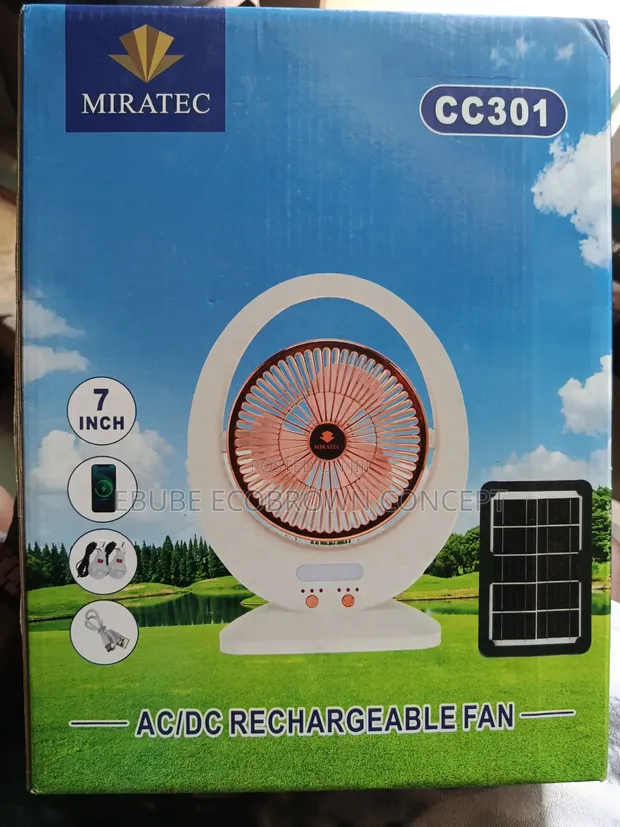 7" AC/DC Solar Rechargeable Table Fan Mai Haske 2 - 1