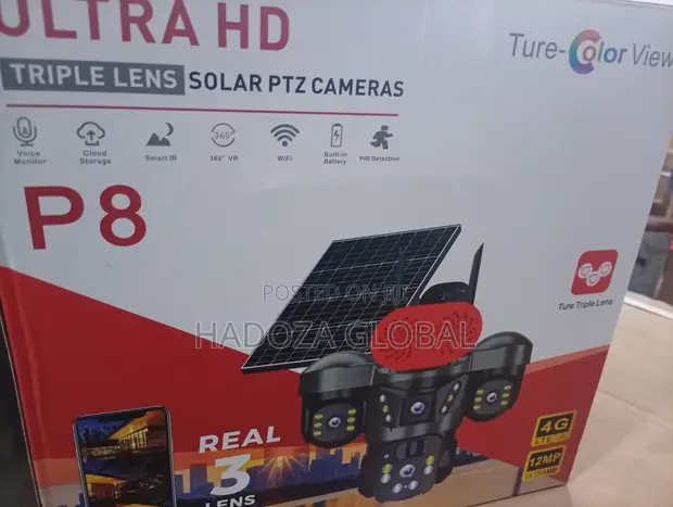 Outdoor Wireless Triple Lens PTZ Camera with Solar Panel - 1
