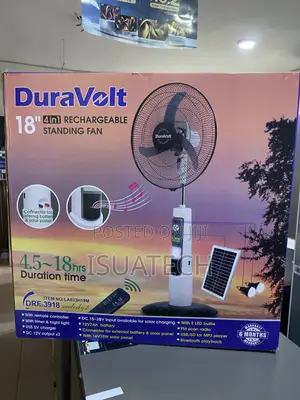 Duravolt 4-in-1 Rechargeable Standing Fan tare da Solar Panel