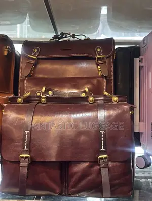 Luxury Leather Executive Rolling Duffel Travel Luggage Set