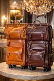 Luxury Leather Executive Rolling Duffel Travel Luggage Set - 3