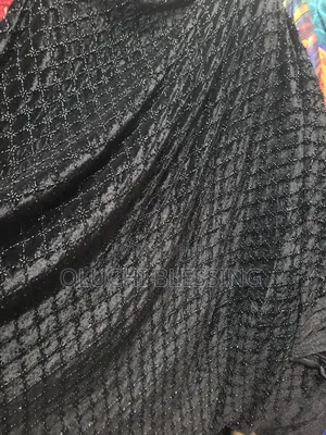 Quality Beaded Velvet Fabric - Black
