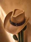 Brown Leather Bucket Hat - 1