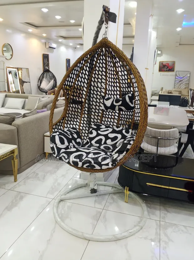 Elegant Hanging Egg Chair with Cushioned Seat - 1