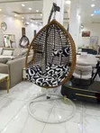 Elegant Hanging Egg Chair with Cushioned Seat - 1