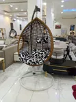 Elegant Hanging Egg Chair with Cushioned Seat - 2