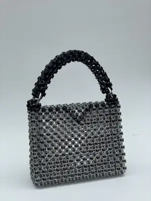 Elegant Crystal Beaded Top-Handle Bag