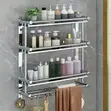 3-Tier Bakin Karfe Bango Shelfe - Mai Shirya Wanka - 1