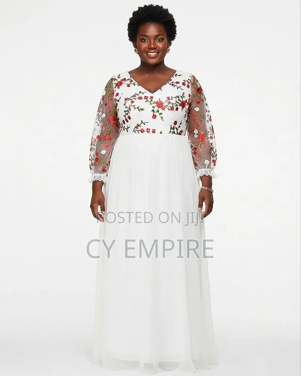 Ivory Mesh Overlay Gown - 1