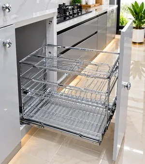 Premium Stainless Steel Pull-Out Cabinet Basket Organizer