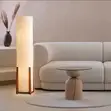 Fabric LED Floor Lamp - Wood Standing Light - 4