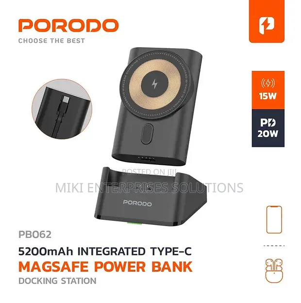 Porodo 5200mAh Integrated Type-C MagSafe Power Bank - 1