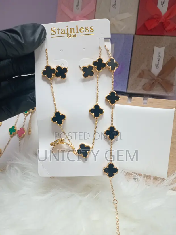 Luxury Stainless Steel Jewelry Set - Van Cleef & Arpels Style - 1