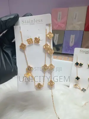 Luxury Stainless Steel Jewelry Set - Van Cleef & Arpels Style