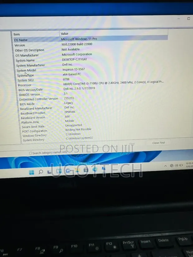 Dell Inspiron 15 3567 Laptop - Intel Core i3, 8GB RAM, 128GB SSD - 1