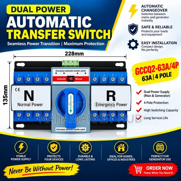 Automatic Change Over Switch: 63A 4P Dual Power ATS - 1