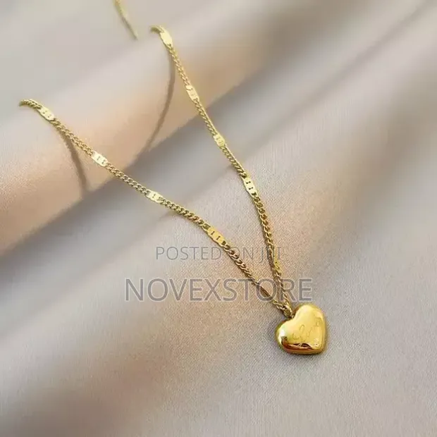 Elegant Gold Stainless Steel Heart Drop Pendant Necklace - 1