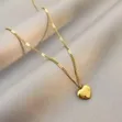 Elegant Gold Stainless Steel Heart Drop Pendant Necklace - 1