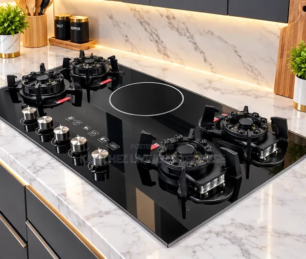 Luxury 5-Burner Hybrid Glass Gas Cooker/Hob - 4 Gas + 1 Electric - 1