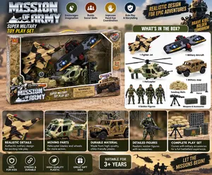 Kids Military Army Toy Playset with Vehicles & Figures