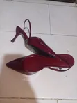 Sabon Zara Burgundy Slingback Kitten Heels - Girman 38 - 1