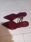 Sabon Zara Burgundy Slingback Kitten Heels - Girman 38 - 2