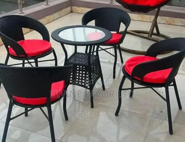 Poolside Rattan Chairs and Glass Table Set - 1