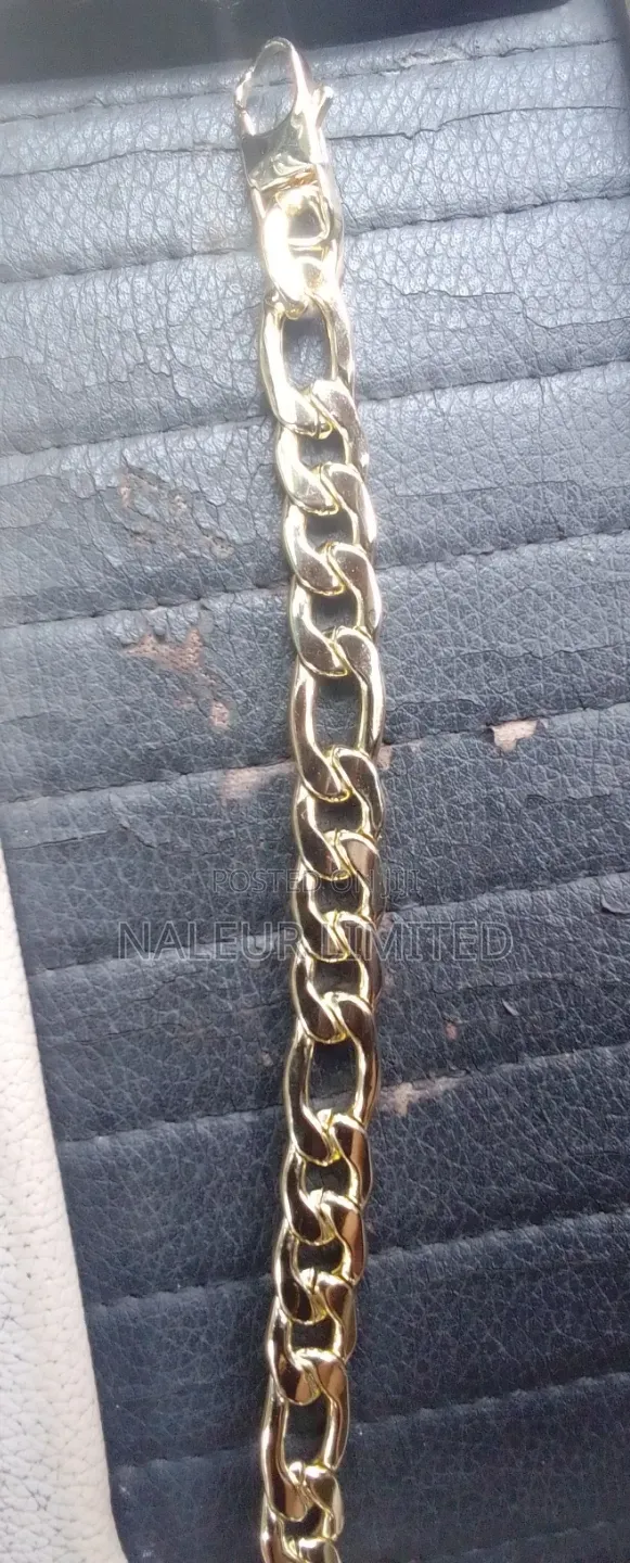 18k Gold Plated Figaro Men's Bracelet - 1