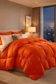 Classy Plain Bedding Sets - Orange & Cream - 1