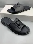 Gianfranco Butteri Embossed Palm Slippers - Black - 4