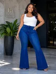 Fashion Nova Deep Blue Flare Jeans - Sabon Kaya - 1