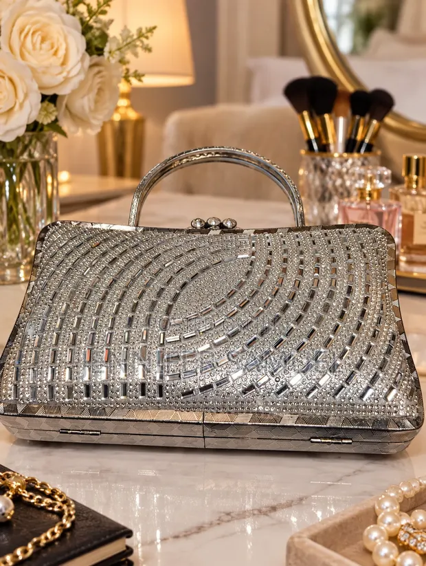 Sleek Chic Silver Clutch Purse - 1