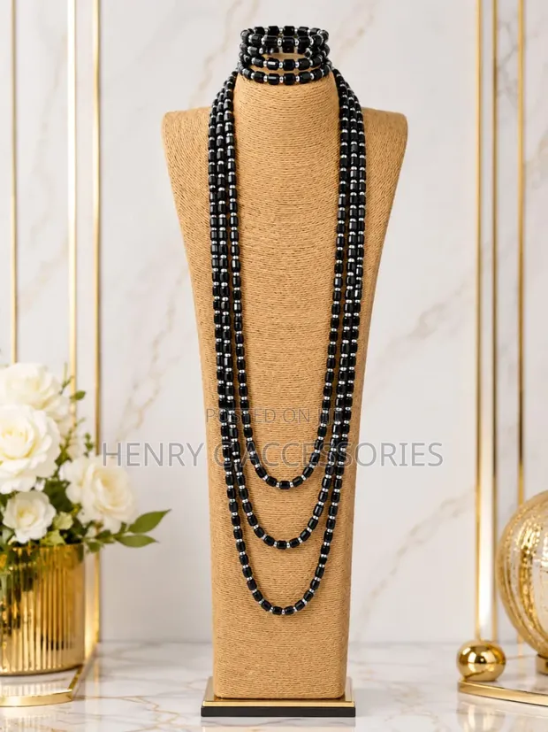 Culture Beads Necklace with Big Cross Pendant - 1