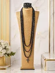 Culture Beads Necklace with Big Cross Pendant - 2