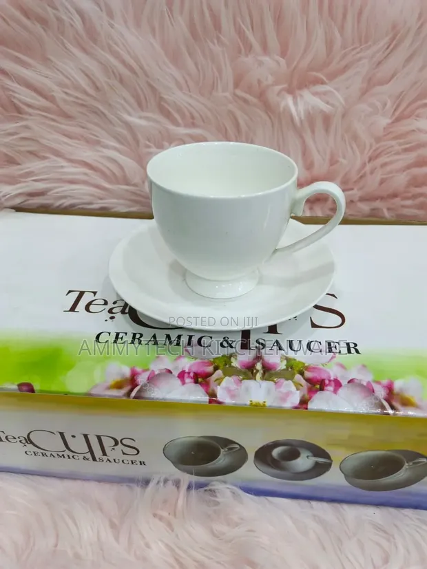 Brand New Ceramic Tea Cups & Saucers (Set of 12) - 1
