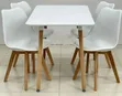 Modern White Rectangular Dining Table Set tare da 4 Chairs - 2