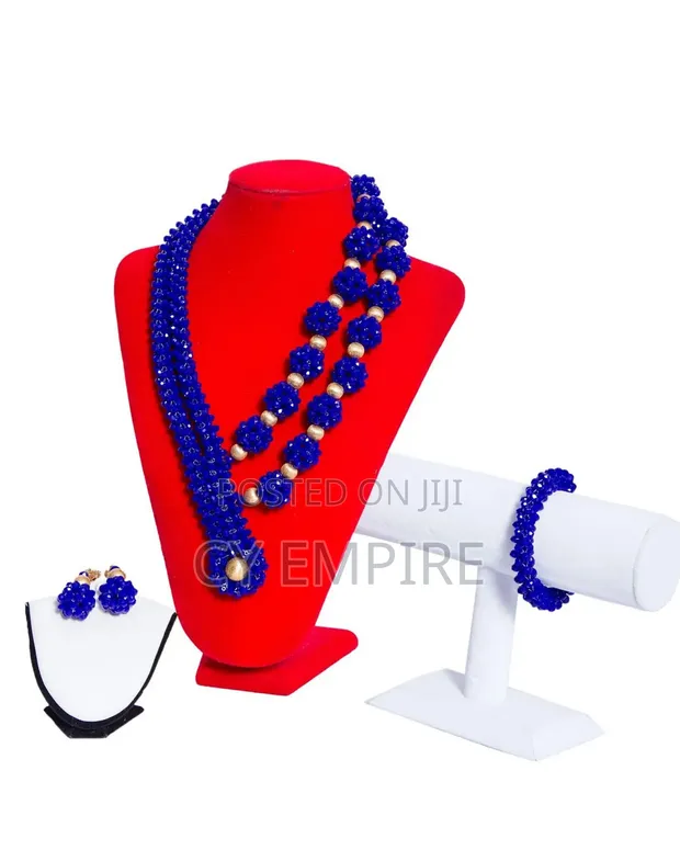Royal Blue Beaded Jewelry Set - 1