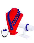 Royal Blue Beaded Jewelry Set - 1