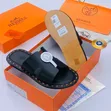 Hermes Designer Slippers - Men's Black Leather - 1